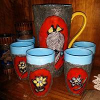 Brocca +4  bicchieri  anni 50 in lava