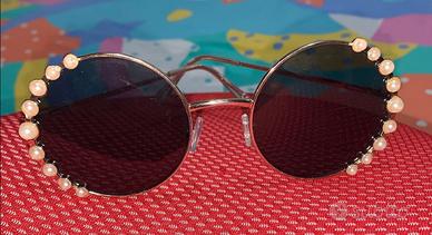Occhiali Donna,da Sole H.M, 
Rotondi,Neri,con Perl