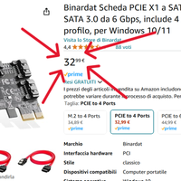 Scheda PCIE X1 a SATA a 4 porte NUOVO