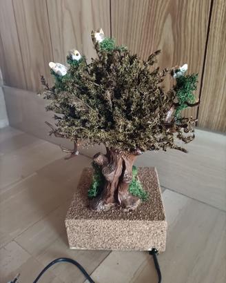 Uccellini in movimento su albero Presepe 24/30 cm