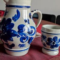 Brocchetta in ceramica bcoe blu con 8 bicchierini