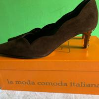 Scarpe valleverde,tacco basso con brillantini