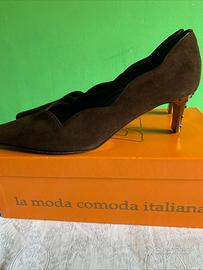 Scarpe valleverde,tacco basso con brillantini