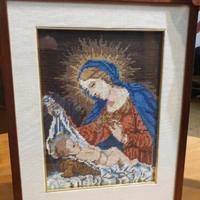 Quadro Madonna con bambino ( a punto croce?) 40x33