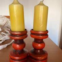 Coppia di candelabri con candele, originali Thun