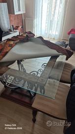 tavolo con piano in vetri