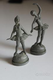 2 STATUINE BALLERINE PELTRO ANNI 60 DA COLLEZIONE