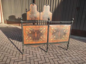 Letto in ferro con decorazioni primi 900