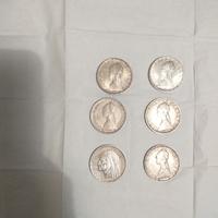 500 lire argento 6 monete(66 grammi)