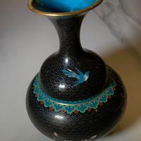 Vaso cloisonné cinese smaltato vintage – rondine e