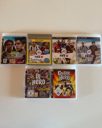 Lotto 6 giochi PS3 – FIFA, PES, Guitar Hero, DJ He
