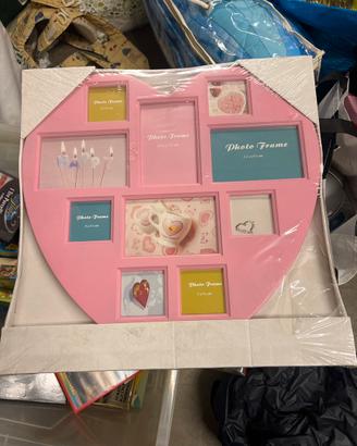 Cornice a cuore rosa multifoto