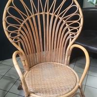 Poltrona vimini e bambù vintage 