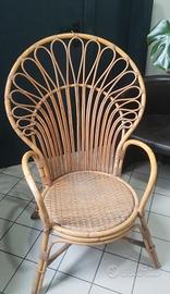 Poltrona vimini e bambù vintage 