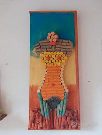 Pannello 3D da parete fatto con tappi di sughrro