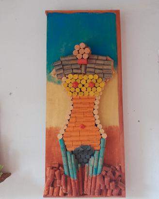 Pannello 3D da parete fatto con tappi di sughrro