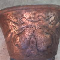 

paiuolo paiolo rame vaso fiori decorato vintage