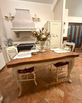 Tavolo allungabile shabby chic con 4 sedie