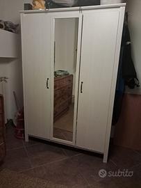 Armadio IKEA HEMNES 3 ante, bianco (white stain), 