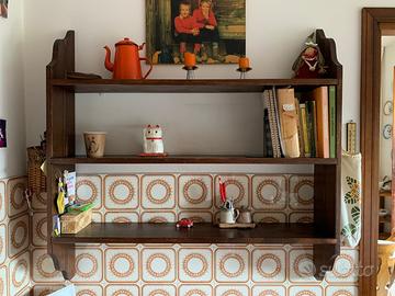 Mensola pensile vintage in legno 3 ripiani
