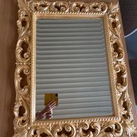 NUOVA SPECCHIERA LEGNO FOGLIA ORO/ARGENTO/BIANCA