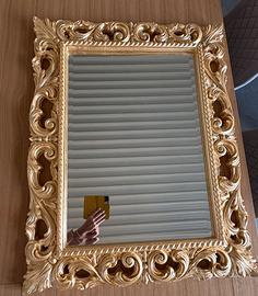 NUOVA SPECCHIERA LEGNO FOGLIA ORO/ARGENTO/BIANCA