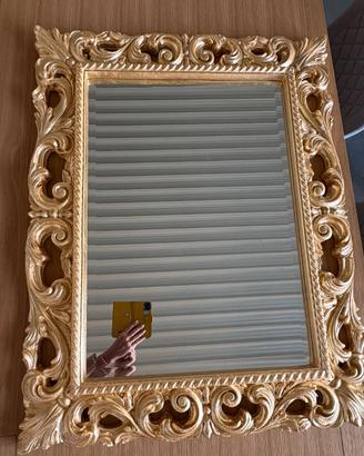 NUOVA SPECCHIERA LEGNO FOGLIA ORO/ARGENTO/BIANCA