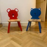 set di 2 sedie per bambini in legno tema animali
