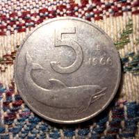 moneta 5 lire delfino 1966