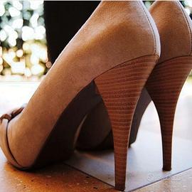 SCARPE ELEGANTI OPEN TOE IN CAMOSCIO BEIGE - ZARA