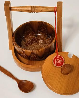 FORMAGGIERA NUOVA IN LEGNO DI TEAK E CERAMICA