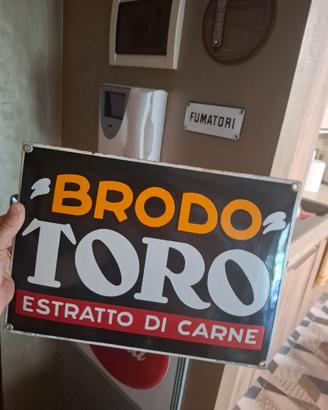 insegna smaltata brodo toro