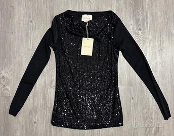 Maglia EDAS nera paillettes tulle NUOVA tg 42
