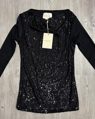 Maglia EDAS nera paillettes tulle NUOVA tg 42