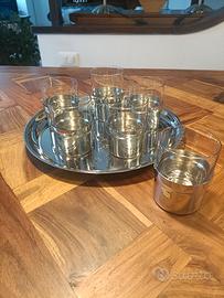Set bicchieri più vassoio Inoxpran  anni 70