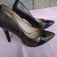 Décolleté Solo Donna, vera pelle, oro e nero lamin