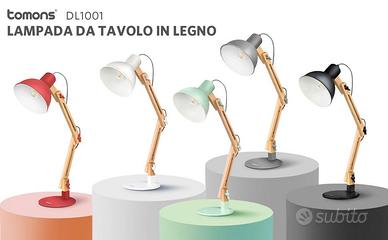 Lampada Scrivania TOMONS Legno + Lampadina Smart