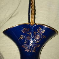 M.I.C.A Vaso in ceramica vintage blu cobalto e oro