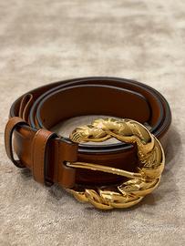 Cintura Gucci Lux Torchon in Pelle Cognac 85