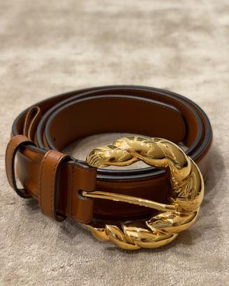 Cintura Gucci Lux Torchon in Pelle Cognac 85