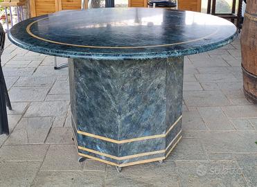 Tavolo Marmo Verde Alpi e Giallo Siena 136 cm