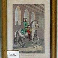 stampa antica  CHEVAUX,  XVIIIème Manège la croupe