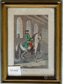 stampa antica  CHEVAUX,  XVIIIème Manège la croupe