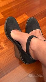 Scarpe eleganti verde scuro scamosciate