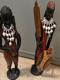 Coppia  statuette tribali Africane in legno