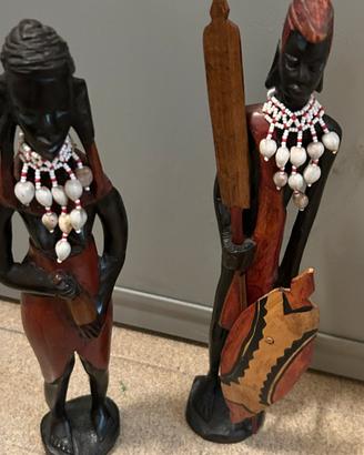 Coppia  statuette tribali Africane in legno