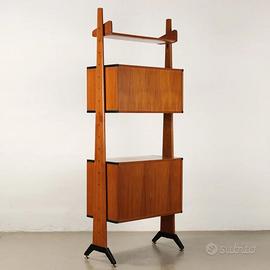 Libreria anni 60 produzione italiana teak metallo