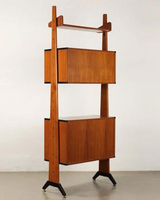 Libreria anni 60 produzione italiana teak metallo