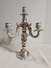 Candeliere Ceramica Capodimonte con Oro- Roselline