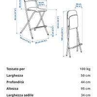 FRANKLIN

Sgabello bar con schienale, pieghevole